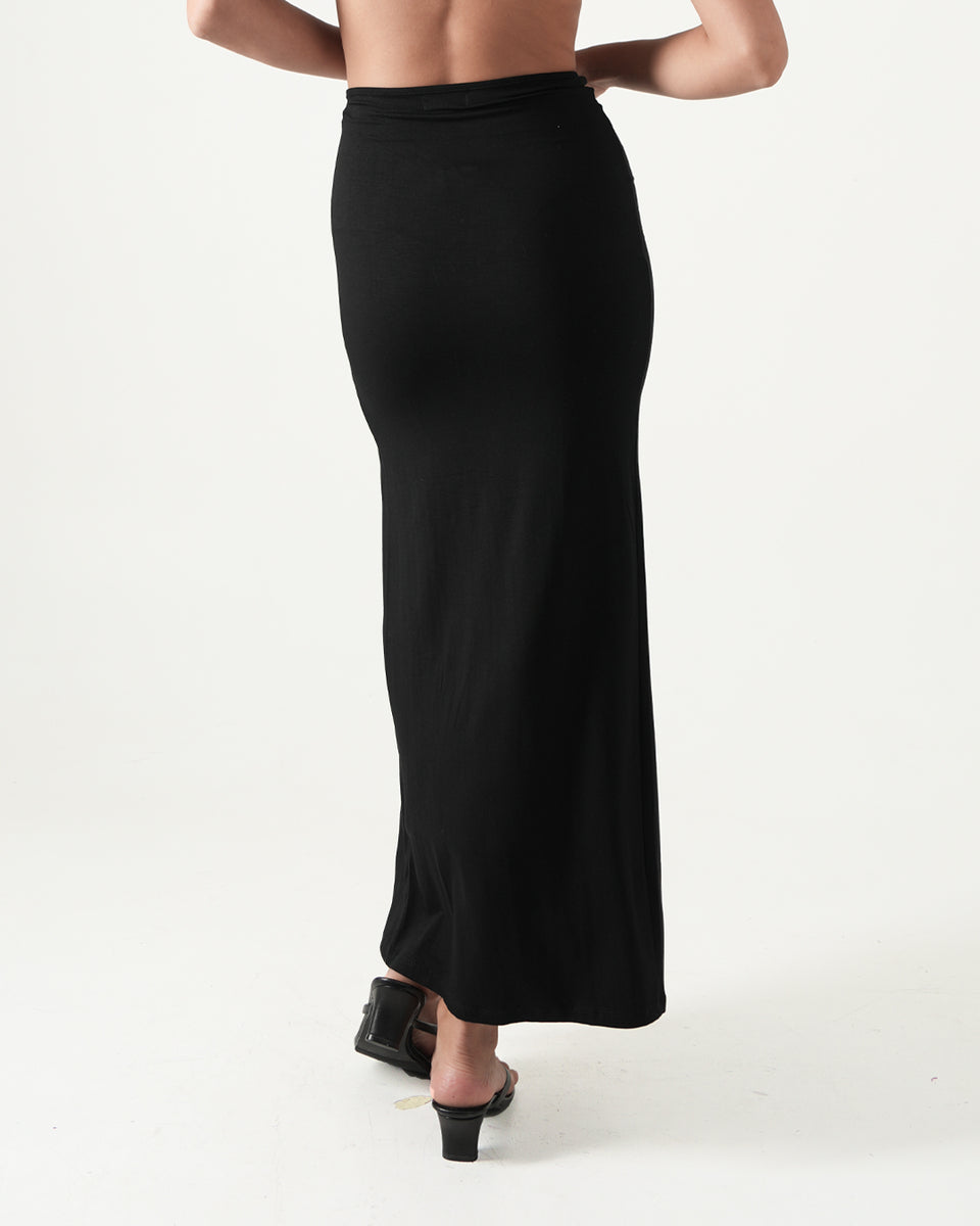 Alaia Jersey Midi Skirt – Black | Bamboo Blonde