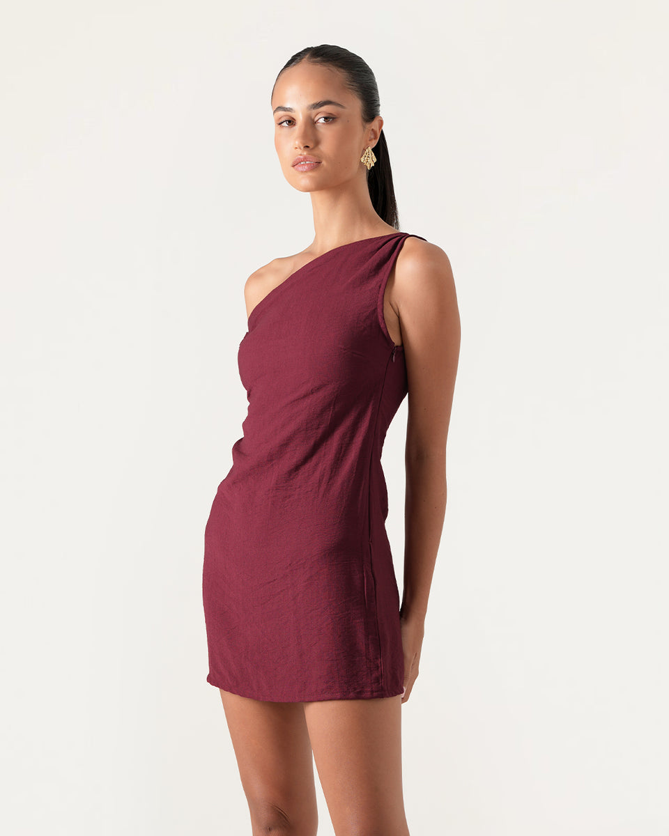 penney mini dress Penny Mini Dress - Wine Textured