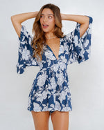 Load image into Gallery viewer, Midnight City Flare Sleeve Playsuit