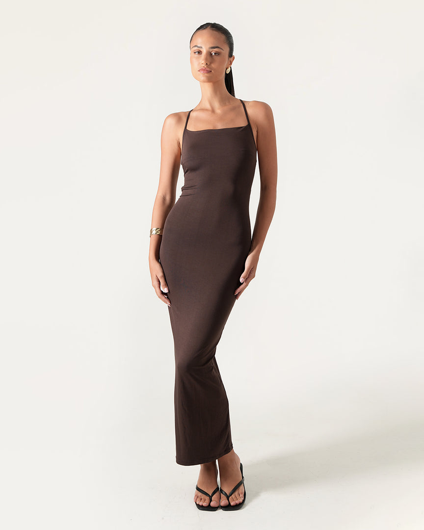 Cassie Jersey Maxi Dress - Brown | Bamboo Blonde Cassie Jersey Maxi Dress - Brown | Bamboo Blonde