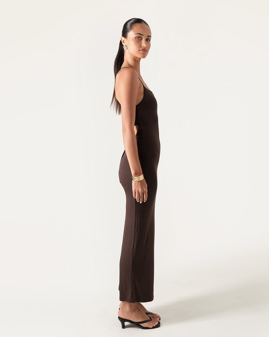 Cassie Jersey Maxi Dress - Brown | Bamboo Blonde Cassie Jersey Maxi Dress - Brown | Bamboo Blonde