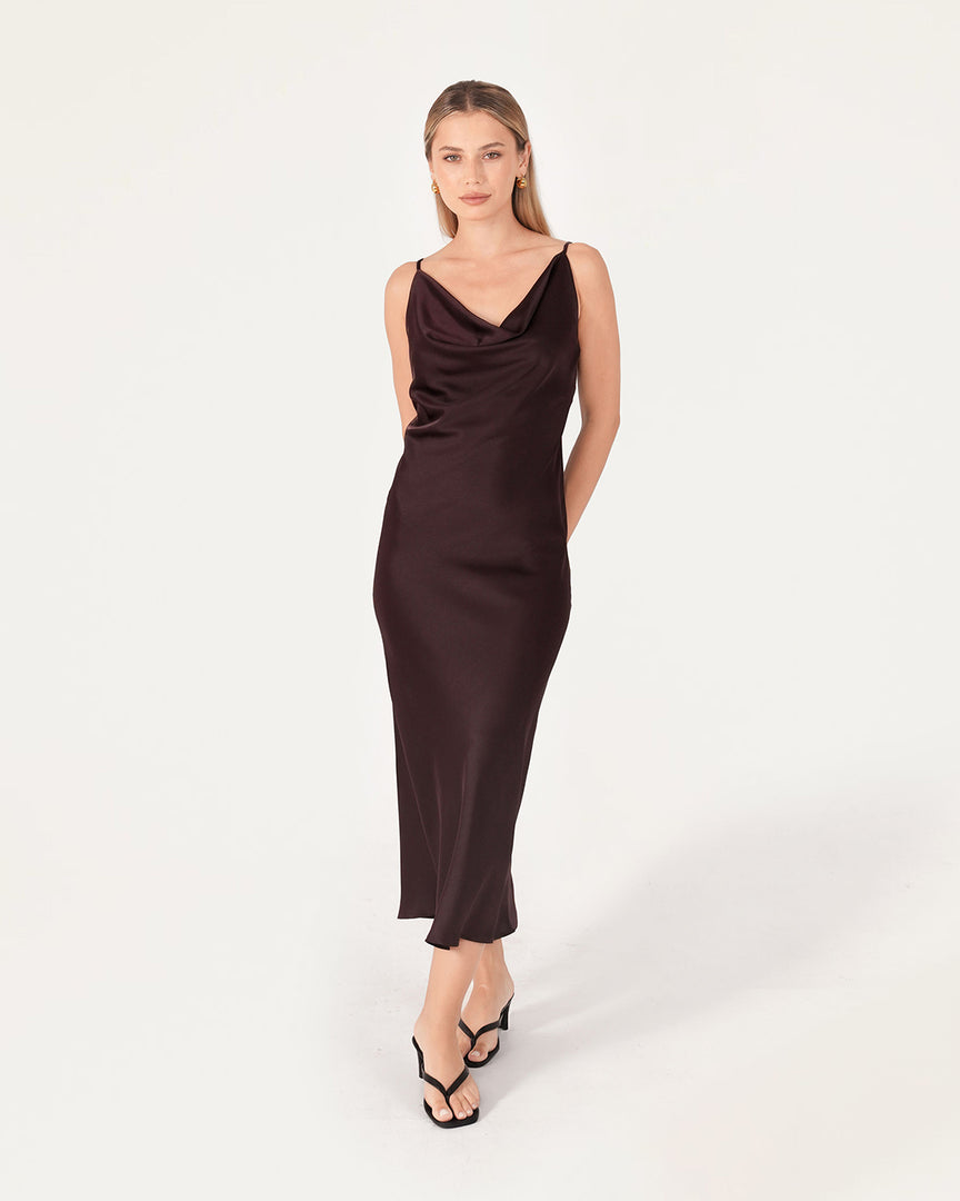 Evelyn Cowl Neck Midi Dress