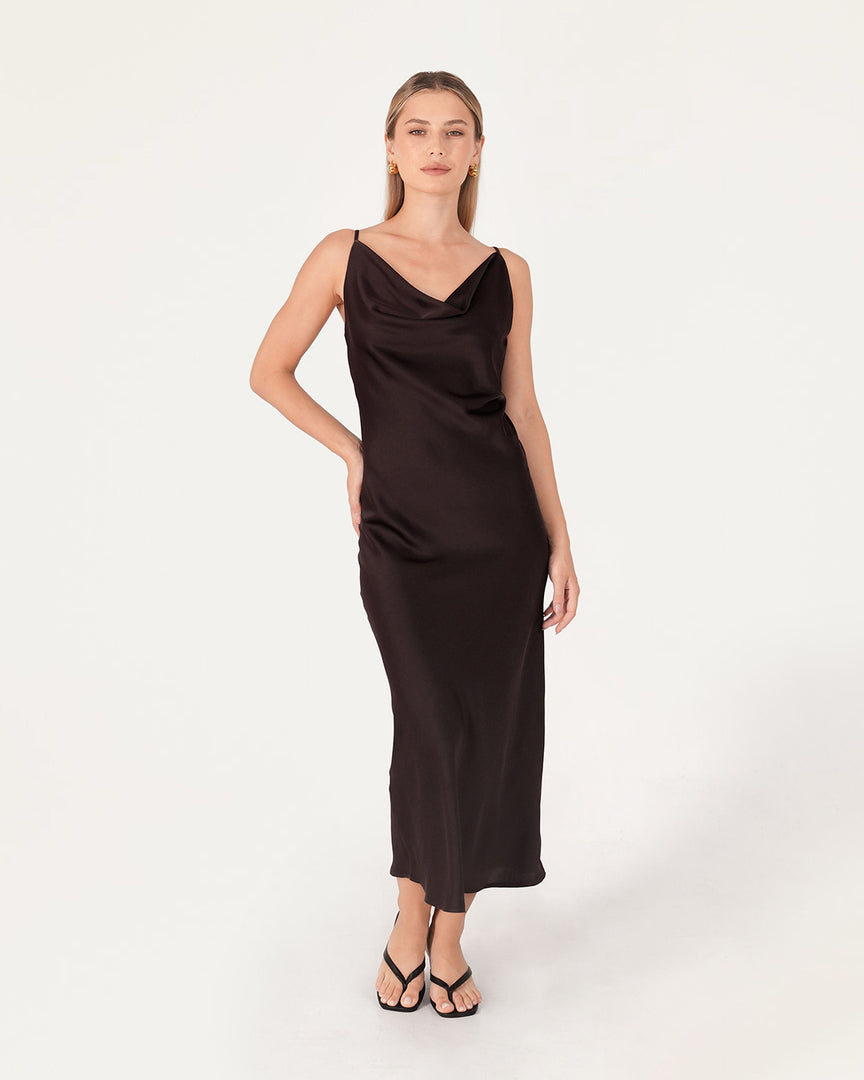 Evelyn Cowl Neck Midi Dress