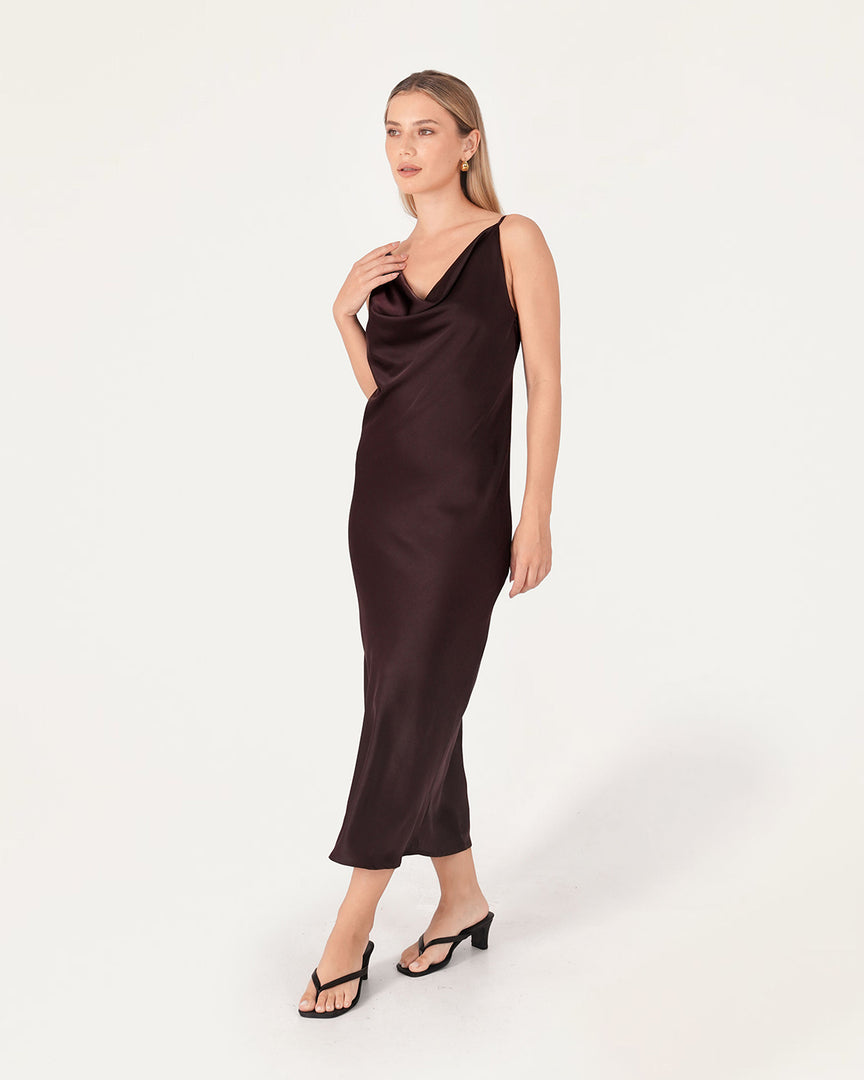 Evelyn Cowl Neck Midi Dress