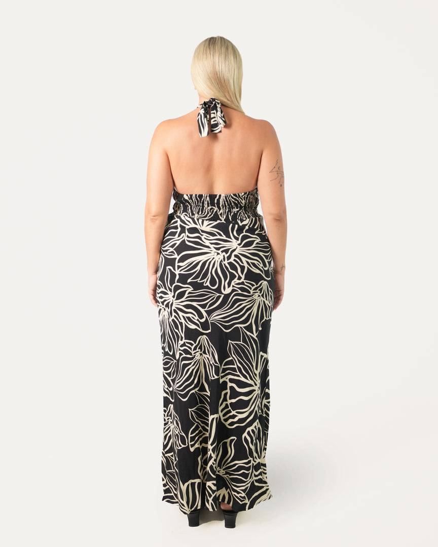 Honolulu Maxi Dress | Dahlia Black | Bamboo Blonde Honolulu Maxi Dress | Dahlia Black | Bamboo Blonde