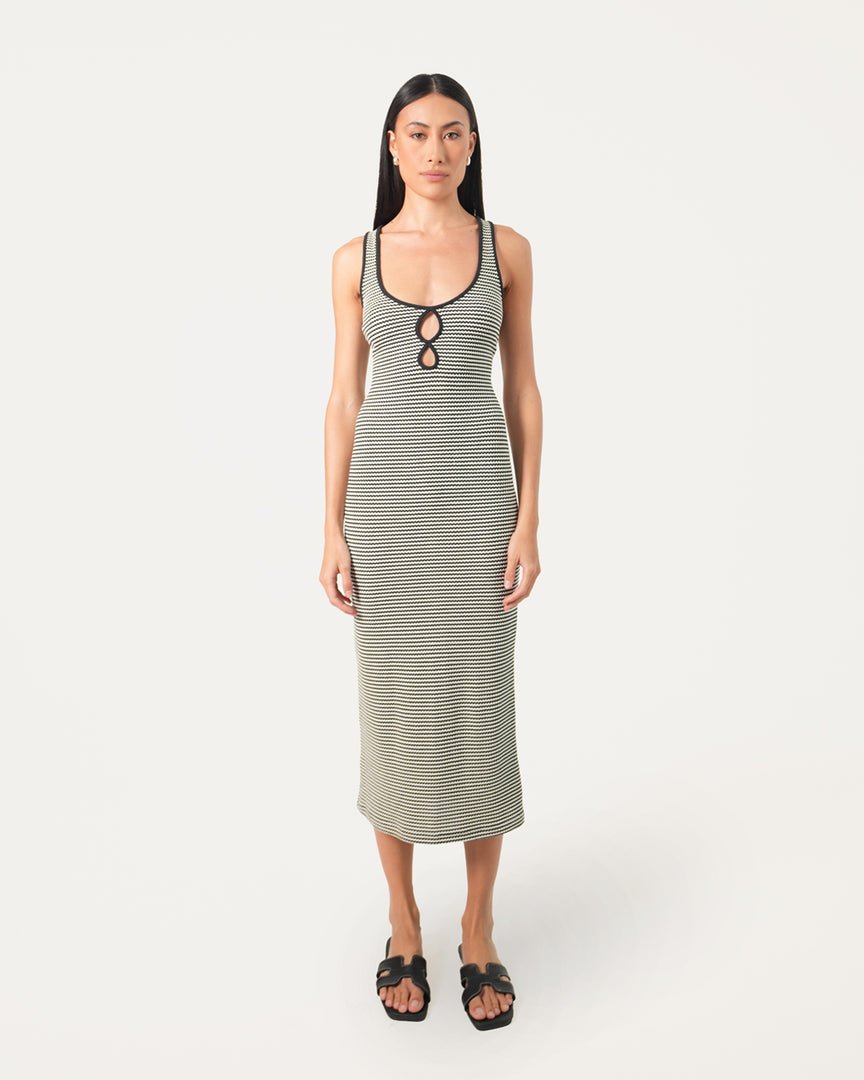 Kayla Midi Dress - Black Stripe | Bamboo Blonde Kayla Midi Dress - Black Stripe | Bamboo Blonde