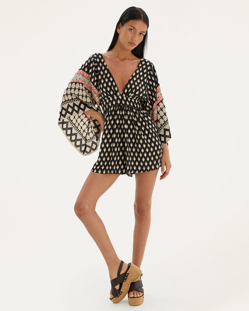 Midnight City Flare Sleeve Playsuit