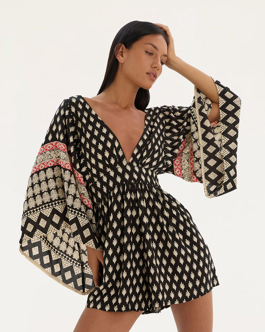 Midnight City Flare Sleeve Playsuit