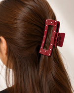 Load image into Gallery viewer, Rectangle Polkadot Hair Claw
