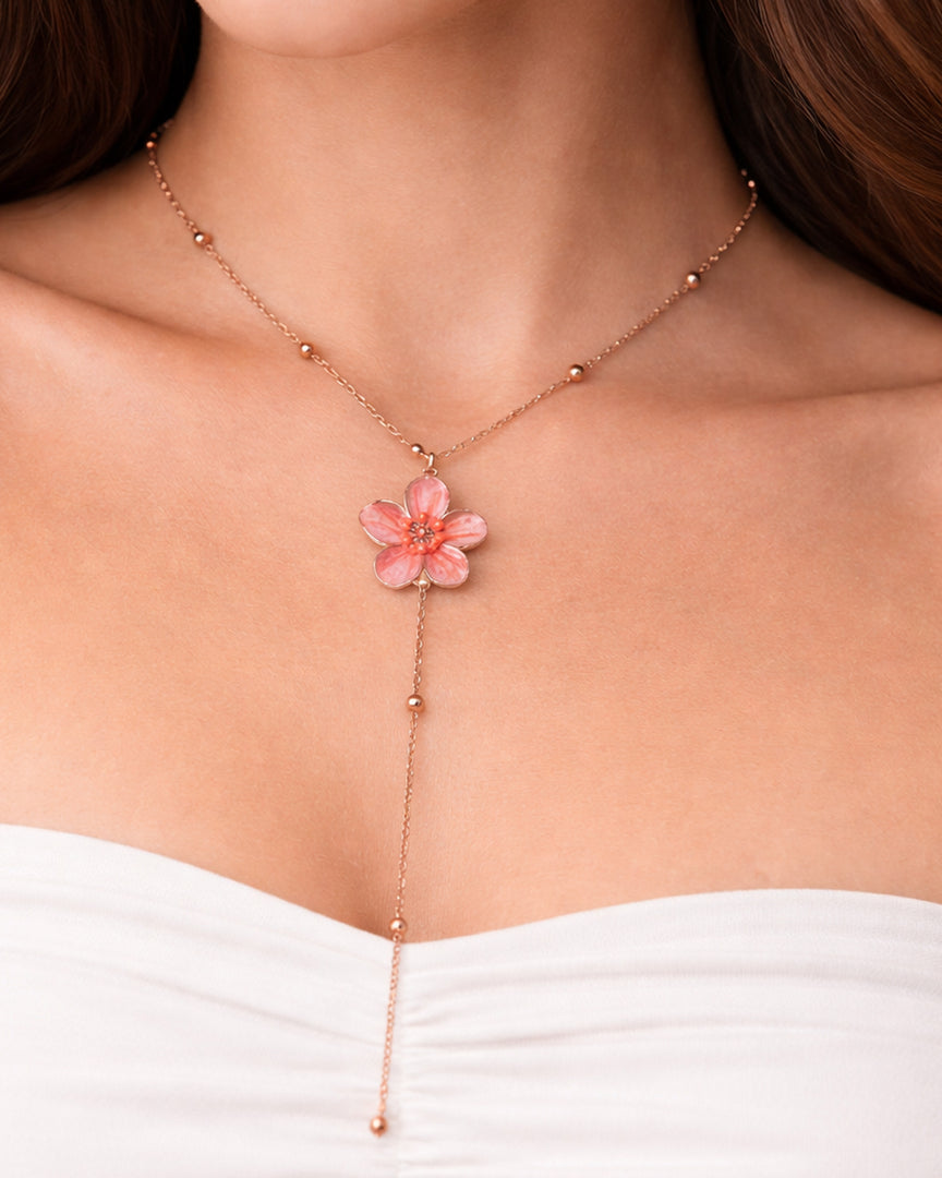 Shirla Flower Drop Pendant Necklace