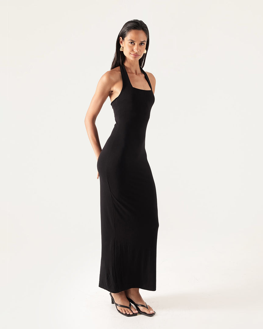 Summer Halter Maxi Dress Black | Bamboo Blonde Summer Halter Maxi Dress Black | Bamboo Blonde