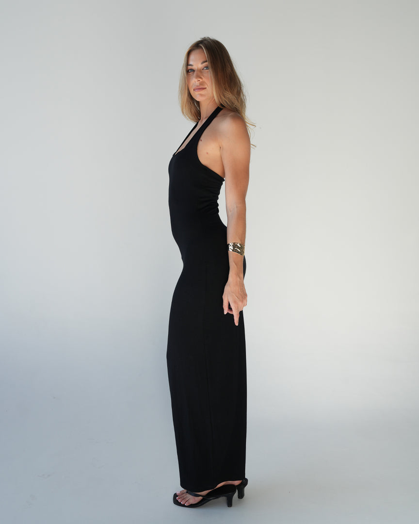 Summer Halter Maxi Dress Black | Bamboo Blonde Summer Halter Maxi Dress Black | Bamboo Blonde